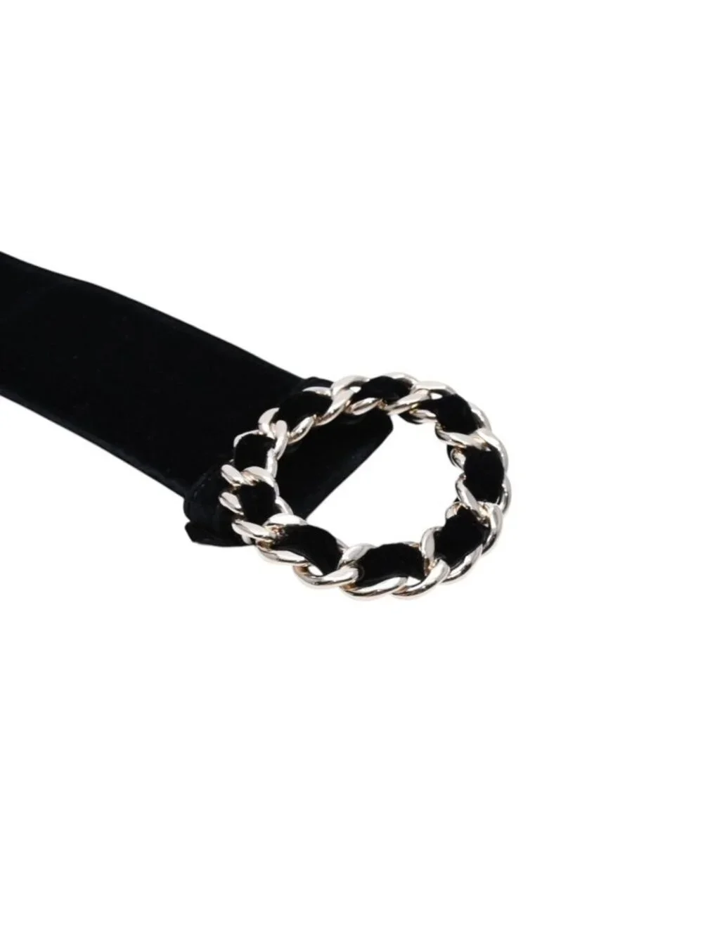 Chanel Belt Velvet Velour 65/26 Black Gold